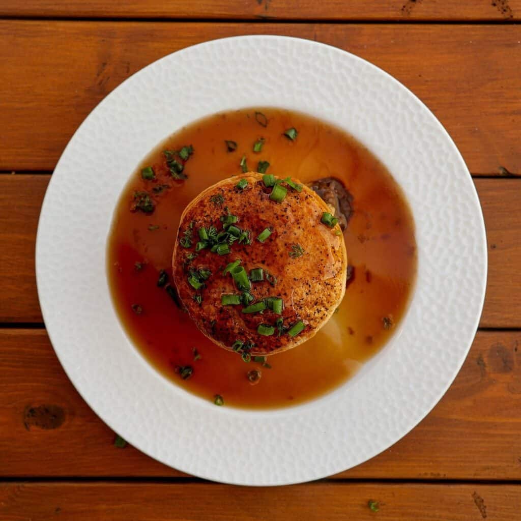 steak pie with truffle sauce