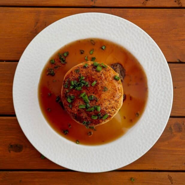 steak pie with truffle sauce
